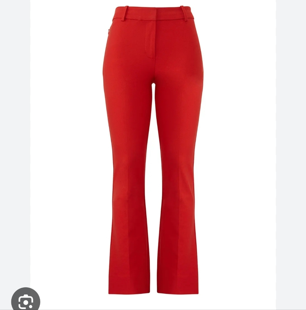 Derek Lam 10 NEW  Red Cropped Flare Trousers